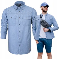 Koszule męskie - Koszula Męska Jeansowa z Długim Rękawem Regular Fit Bawełniana Pako Jeans - miniaturka - grafika 1
