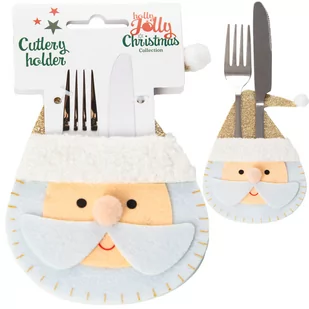 Świąteczna Kieszonka Etui Pokrowiec Na Sztućce Filc Kształt Mikołaj 10X14,5 Cm - Ozdoby bożonarodzeniowe - miniaturka - grafika 1