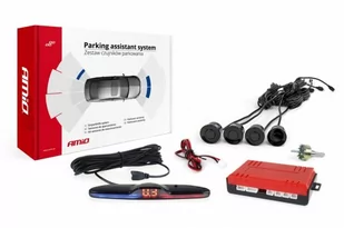 AMiO Zestaw czujników parkowania cofania max led 4 sensory czarne AMI-02287 - Czujniki parkowania - miniaturka - grafika 1