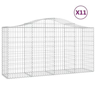 VIDAXL Kosze gabionowe, 11 szt, 200x50x100/120cm, galwanizowane żelazo - Ogrodzenia - miniaturka - grafika 3