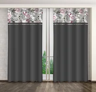 Zasłony - Zasłona Gotowa Na Żabki, 160X250, Szara W Kwiaty, Zmk-057 - miniaturka - grafika 1
