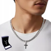 Naszyjniki męskie - Krzyżyk Z Łańcuszkiem Srebrny Męski Diamentowany Włoski Krzyż + Gratis - inna (Inny) - miniaturka - grafika 1