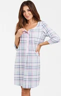 Piżamy damskie - Koszula nocna damska w kratę z rękawem 3/4 Allison, Kolor niebiesko-różowy, Rozmiar M, Italian Fashion - Primodo.com - miniaturka - grafika 1