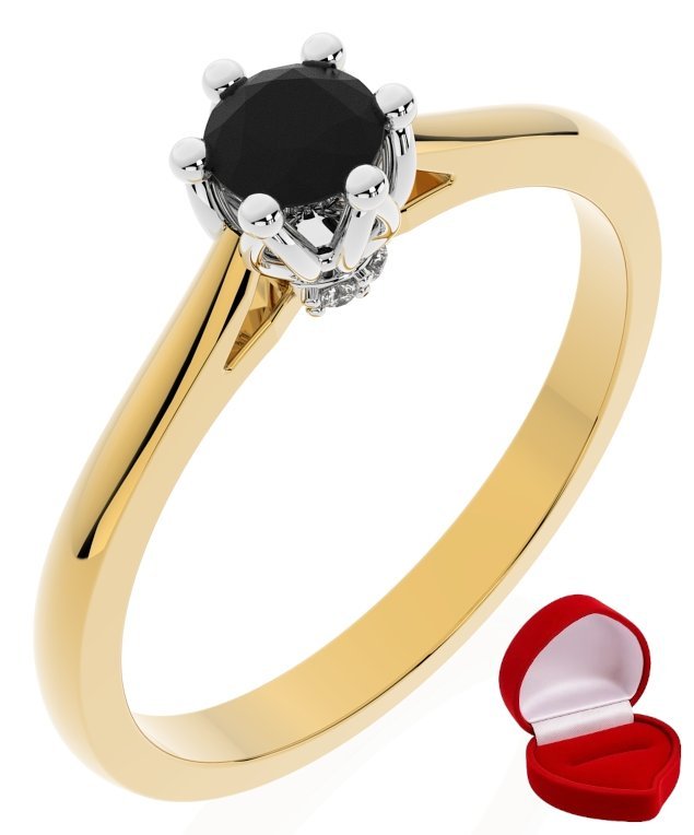 ZŁOTY PIERŚCIONEK ZARĘCZYNOWY 585 14k CZARNY BRYLANT 0,24 ct R19