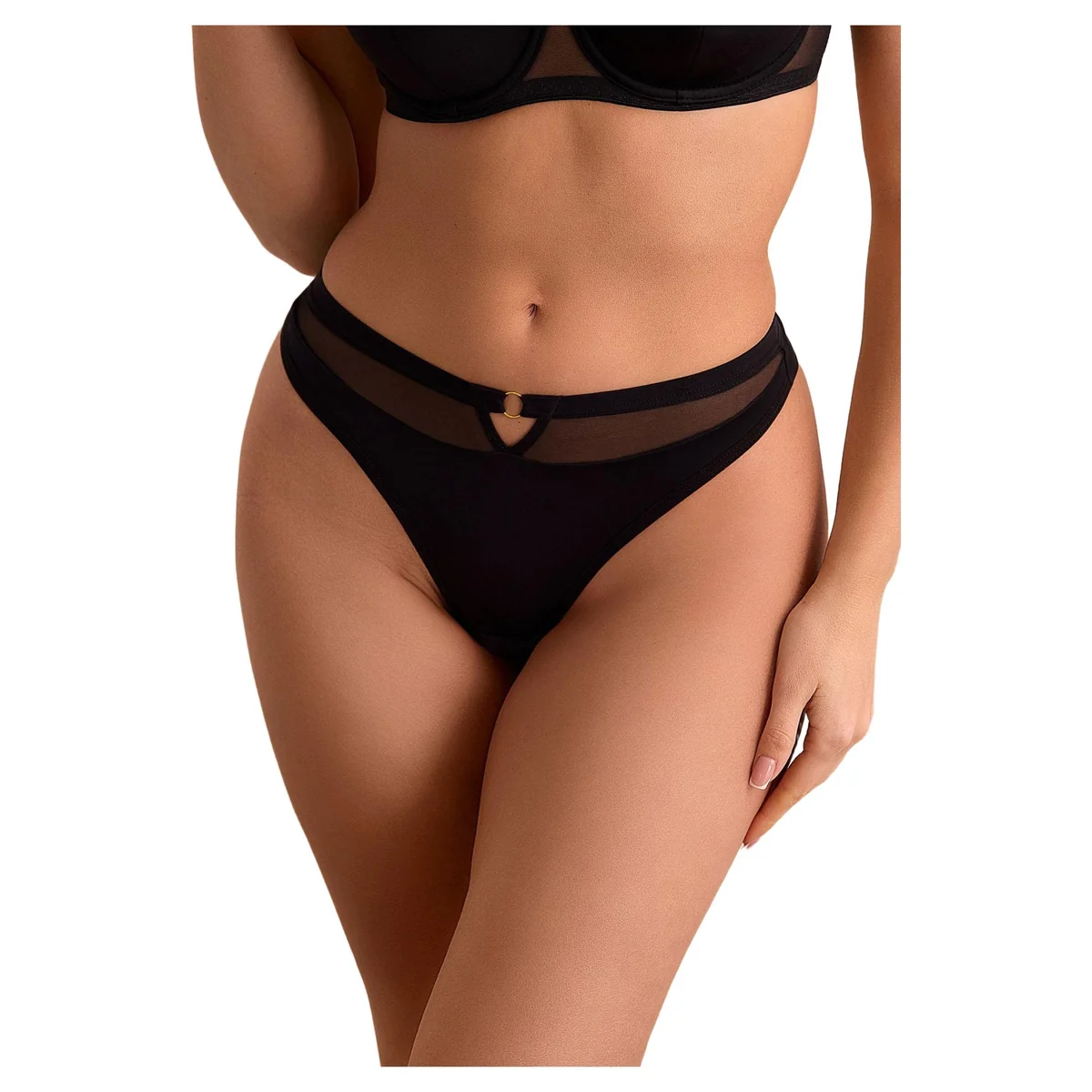 Stringi z mikrofibry czarne L Romantica New Poupee Marilyn