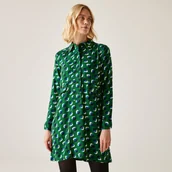Sukienki - Regatta Orla Kiely Damska sukienka z długim rękawem Czarny w zielony wzór, Cotton, Rozmiar: 36 - miniaturka - grafika 1