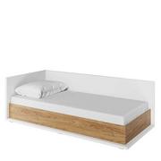 Łóżka - Łóżko z materacem, lewe, Simi, biel, hikora naturalna, mat - miniaturka - grafika 1