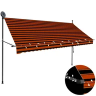 Markizy - vidaXL Ręcznie zwijana markiza z LED, 300 cm, pomarańczowo-brązowa vidaXL - miniaturka - grafika 1
