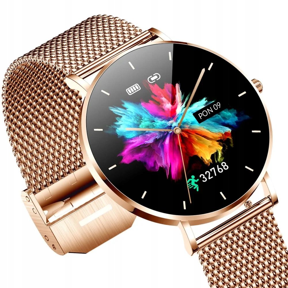 Smartwatch zegarek damski tryby sportowe kroki Alexa Manta różowe złoto