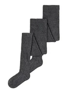 Rajstopy - NAME IT Unisex Baby NKNPANTYHOSE Rib 2P NOOS, rajstopy dziecięce, ciemnoszary melanż, rozmiar 74/80, ciemnoszary melanż, 74-80 - miniaturka - grafika 1