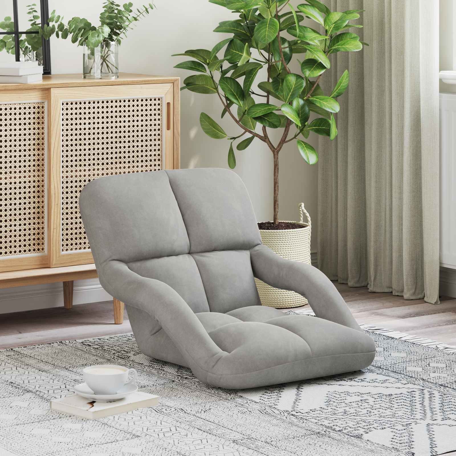 vidaXL vidaXL Krzesło na podłogę Jasnoszary 58 x 62 x 58 cm Aksamit