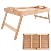 Tace i patery - Orion Stolik BAMBUSOWY, drewniany, taca z nóżkami DO ŁÓŻKA, pod laptopa, komputer, tablet, śniadaniowy 153826 - miniaturka - grafika 1