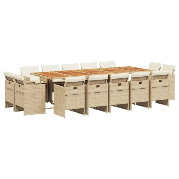 Zestaw mebli ogrodowych rattan PE Beżowy 275x106x73 cm