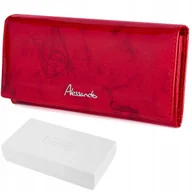 Portfele - Portfel skórzany damski czerwony duży na zamek RFiD lakierowany Alessandro - miniaturka - grafika 1