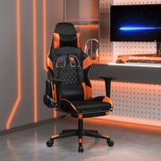 Fotele gamingowe - Lumarko Fotel gamingowy z podnóżkiem, czarno-pomarańczowy - miniaturka - grafika 1