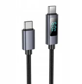 Kable USB - HOCO kabel Typ C do Typ C z wyświetlaczem 3A 60W X112 1 m czarny - miniaturka - grafika 1