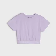 Koszulki dla dziewczynek - Sinsay - Koszulka oversize - Fioletowy - miniaturka - grafika 1