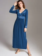 Bielizna nocna - KOSZULA NOCNA MAXI S002 37 - ciemny niebieski L - miniaturka - grafika 1