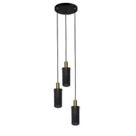 Lampy sufitowe - Tirana lampa wisząca 3xE27 złota/czarna LP-945/3P BK - miniaturka - grafika 1