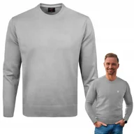 Swetry męskie - SWETER Męski Klasyczny BASIC Gładki JASNOSZARY M Pako Jeans - miniaturka - grafika 1