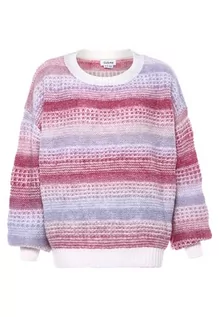 Swetry damskie - Sidona Damski sweter z dzianiny w paski z gradientem kolorów nylon fioletowy wielokolorowy rozmiar XL/XXL, Fioletowy Wielokolorowy, XL - grafika 1