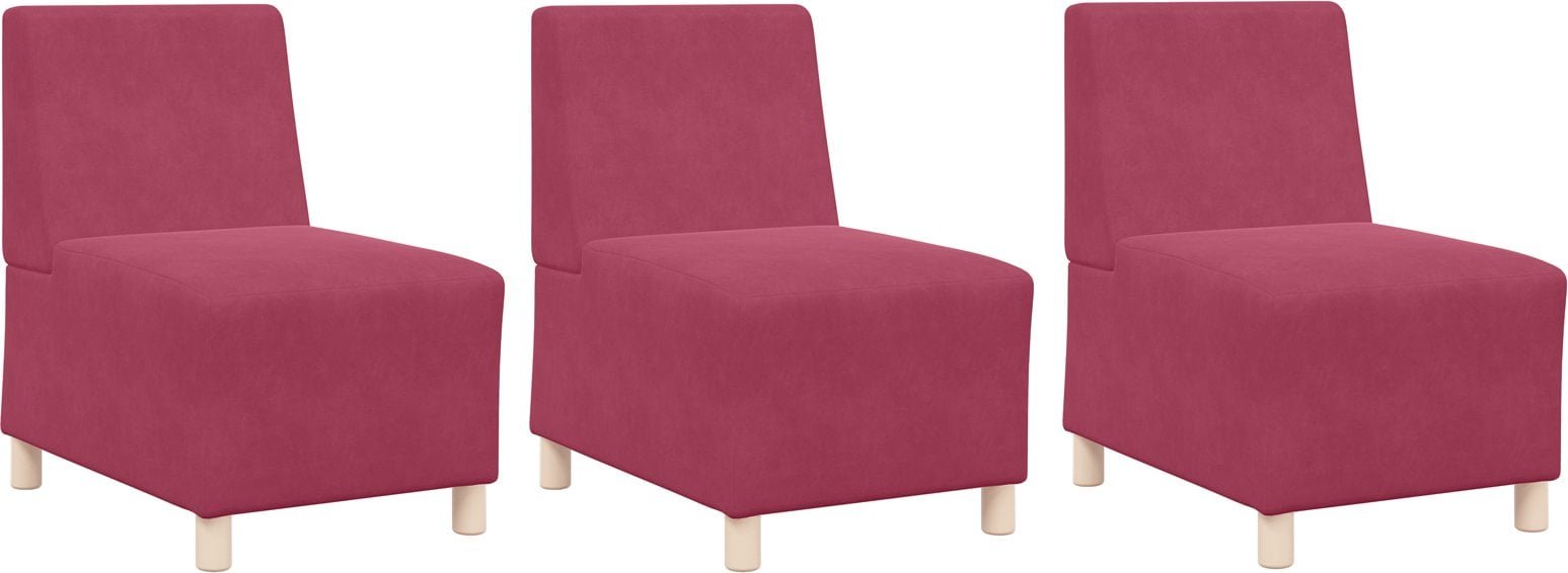 vidaXL Fotele Sofy 3 pcs czerwone wino 55 x 74 x 82 cm Aksamit