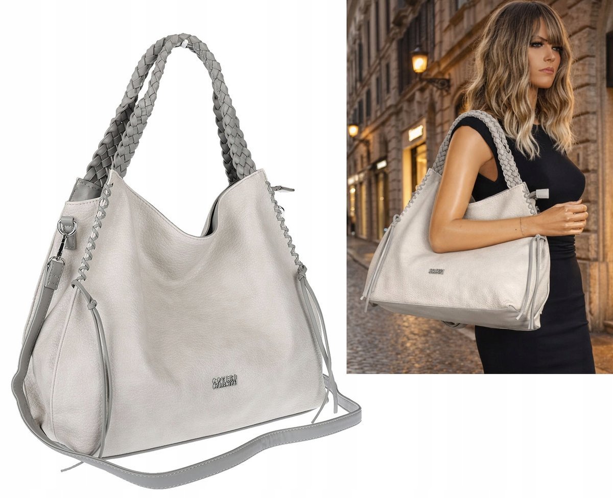 Torebka Damska Worek Shopper Torba na Ramię duża pajemna CC6703 Szara