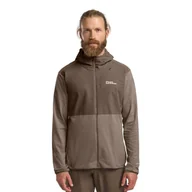 Kurtki męskie - Męski polar z kapturem Jack Wolfskin PRELIGHT TRAIL HOODY M cold coffee - S - miniaturka - grafika 1
