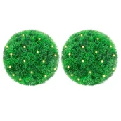 Sztuczne kwiaty - vidaXL Sztuczne kule bukszpanowe z diodami LED 2 szt. Zielone 22 cm - miniaturka - grafika 1