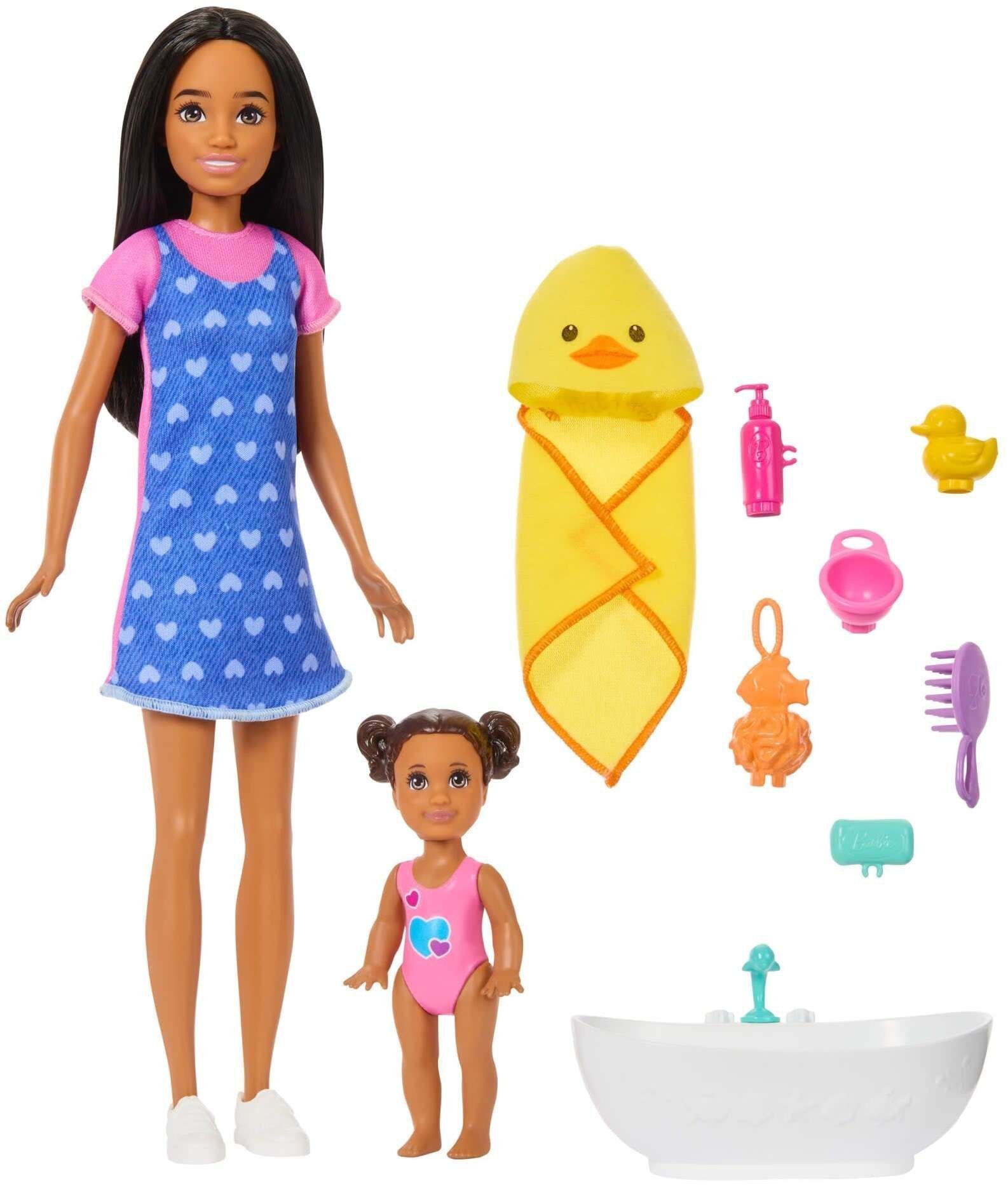 Lalka Barbie Mattel Skipper: Klub opiekunek - zestaw z bobasem i wanną do kąpieli JJB43