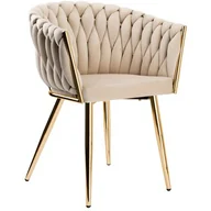 Fotele - Krzesło EHOKERY Cofton Gold Velvet Beżowy - miniaturka - grafika 1