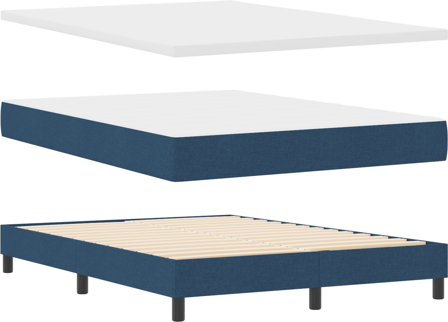 vidaXL Łóżko Box Spring z materacem, niebieskie, 140 x 190 cm, tkanina