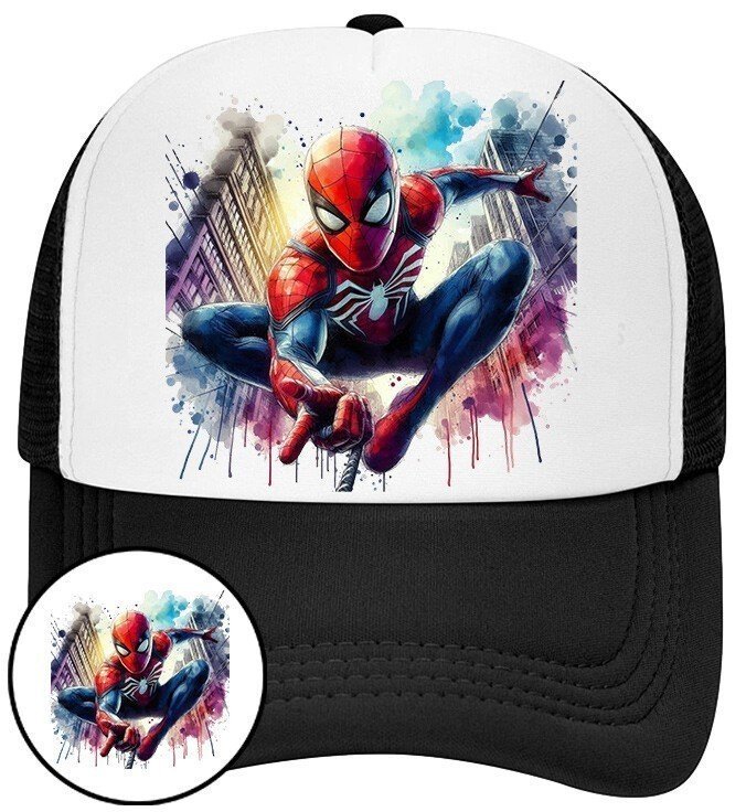 Czapka z Daszkiem SpiderMan Czarna z Nadrukiem Na Lato Siatka Bejsbolówka