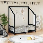Łóżeczka i kojce - vidaXL Rama łóżka dziecięcego, czarna, 70x140 cm, drewno sosnowe - miniaturka - grafika 1