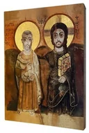Ikony i obrazy sakralne - Ikona święty Menas z Jezusem, Ikona Przyjaźni - miniaturka - grafika 1