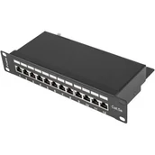 Wtyczki i adaptery - LANBERG Patch Panel 12 Port 1U 10 cali kat.5e ekranowany czarny PPF5-9012-B - miniaturka - grafika 1