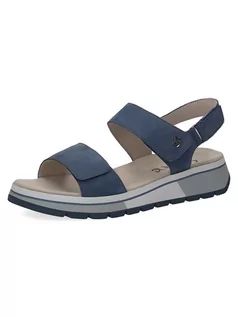 Sandały damskie - Caprice Skórzane sandały "Vanda" w kolorze niebieskim na koturnie - grafika 1