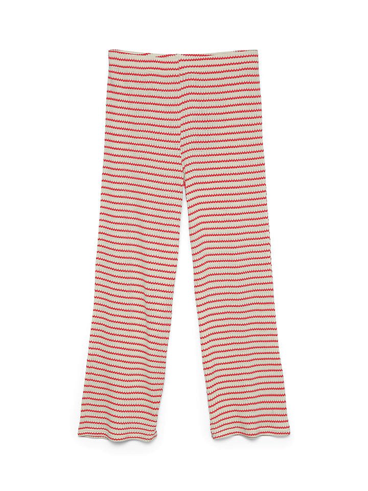Vero Moda Spodnie w kolorze beżowo-czerwonym