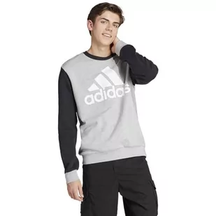 adidas Męska bluza polarowa z dużym logo Essentials (długi rękaw), Średni szary wrzosowy/czarny, L Tall - Bluzy męskie - miniaturka - grafika 1