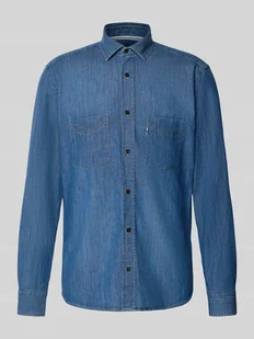 Kurtka jeansowa o kroju slim fit z kołnierzykiem typu kent - Koszule męskie - miniaturka - grafika 1