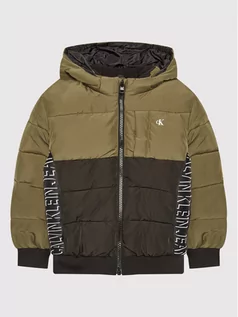 Kurtki i płaszcze dla chłopców - Calvin Klein Jeans Kurtka puchowa Block Puffer IB0IB00960 Zielony Regular Fit - grafika 1