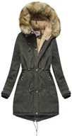 Kurtki damskie - CIEPŁA DAMSKA PARKA ZIMOWA KHAKI (W165) - MHM - miniaturka - grafika 1