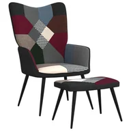 Fotele - vidaXL Fotel z podnóżkiem, patchwork, obity tkaniną - miniaturka - grafika 1