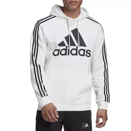 Bluzy sportowe męskie - Bluza adidas Essentials Fleece 3-Stripes Logo Hoodie HL2238 - biała - Adidas - miniaturka - grafika 1