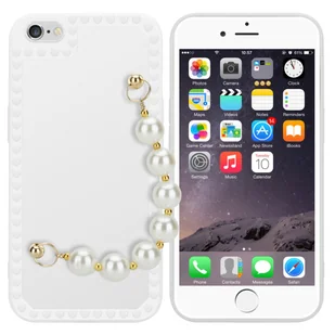 Pokrowiec Do Apple iPhone 6 / 6S Etui w Biały z perłami Obudowa Case Cover TPU Silicone Perły Cadorabo - Etui i futerały do telefonów - miniaturka - grafika 1