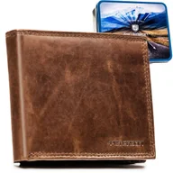 Portfele - Portfel męski skórzany Peterson z RFID ze skóry naturalnej na prezent brązowy - miniaturka - grafika 1