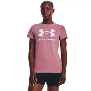 Koszulki sportowe damskie - Damski t-shirt z nadrukiem Under Armour Sportstyle Logo SS - różowy - UNDER ARMOUR - grafika 1