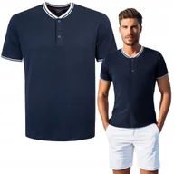 Koszulki męskie - T-SHIRT Męski Koszulka w Serek GRANATOWA Bawełniana MORLY 2XL Pako Jeans - miniaturka - grafika 1