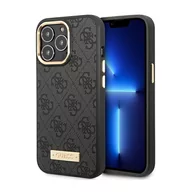 Etui i futerały do telefonów - Guess GUHMP14LU4GPRK iPhone 14 Pro 6,1` czarny/black hard case 4G Logo Plate MagSafe - miniaturka - grafika 1