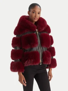 YES LONDON Futro ECO/031 Bordowy Regular Fit - Płaszcze damskie - miniaturka - grafika 1